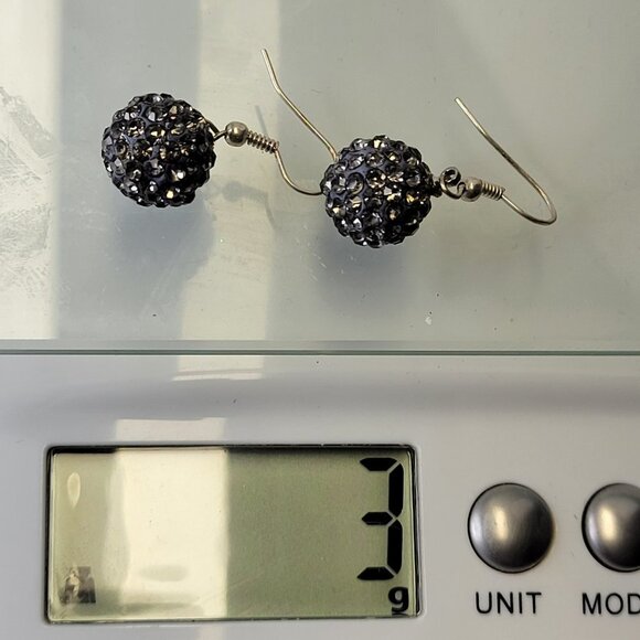 Mini Grey Dangle Ball Bead Earrings - Picture 7 of 7